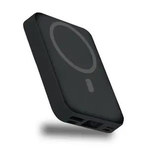 10000mAh Magnetic Power Bank with Built-in Cables (Lightning & Type-C), Foldable Stand Wireless Portable Charger, LED Display Fast Charging for iPhone 17/16/15/14/13/12 Pro Max