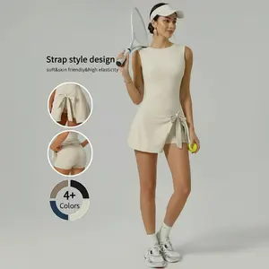 Tennis Core Dress – High-Elastic Quick-Dry Fabric, Built-in Shorts & Bow Tie Waist | Sweat-Wicking, Anti-Chafe & Wrinkle-Resistant for Sports, Gym or Street Style