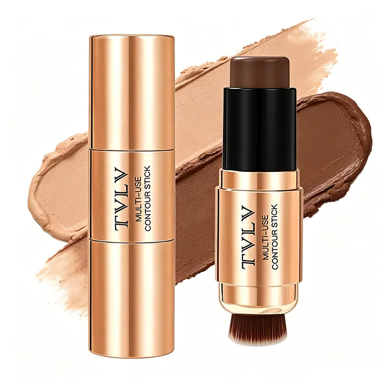 Creamy Contour Stick with Built-In Brush, 2-in-1 Long-Lasting Makeup for a Smooth, Natural 3D Sculpting & Flawless Glow