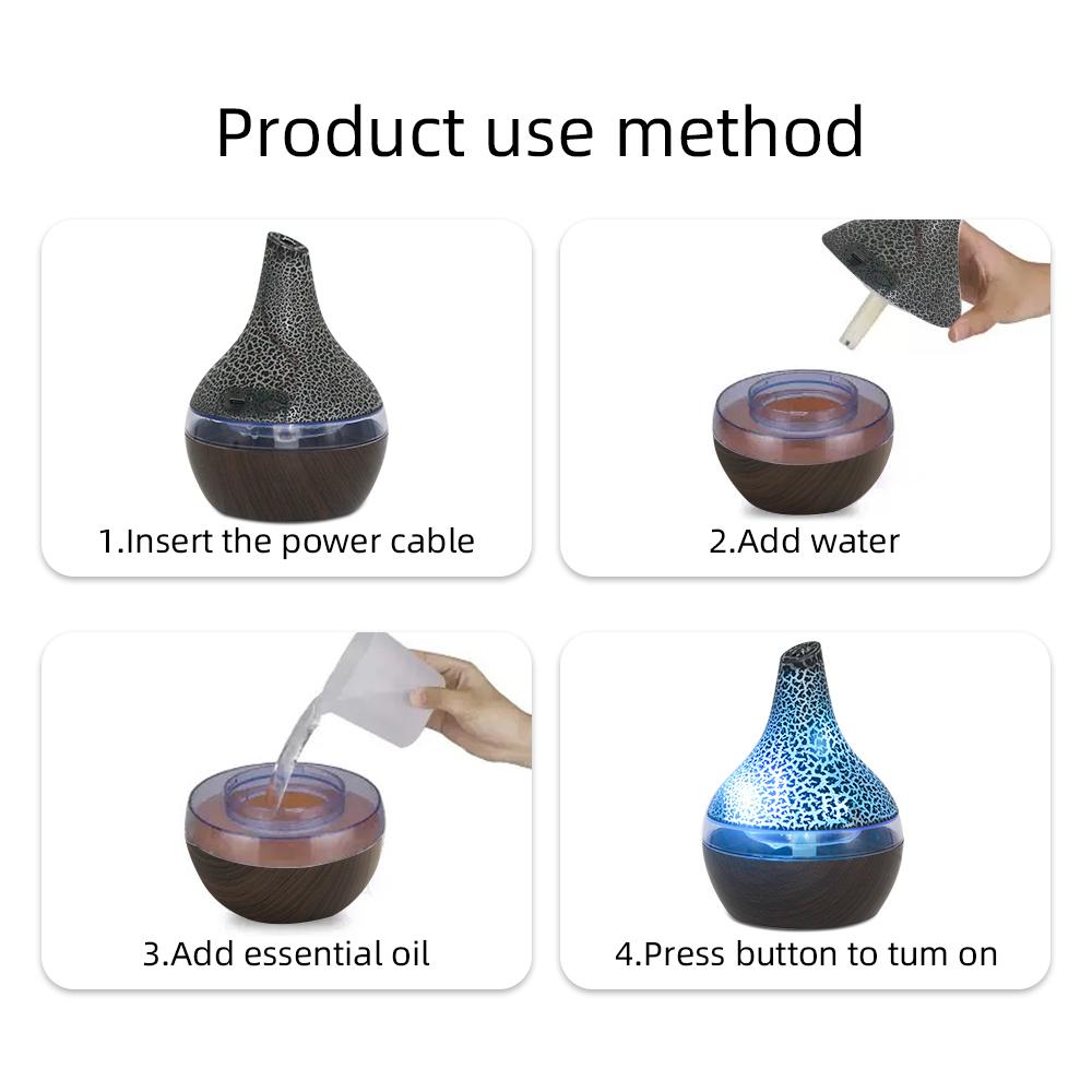 300ml USB Aromatherapy Diffuser with Remote, 7 Color Mood Lights, Ultra Quiet for Office & Bedroom