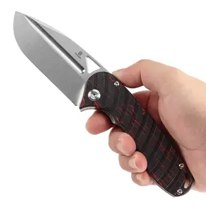 Tenable Bömbur Folding Knife G-mascus/Amber PEI/G10/Micarta Handle (3.53'' Blackwashed/Stonewashed Blade) Midgards Messer Design--T1054Series, Chunky, 3.53" Blade