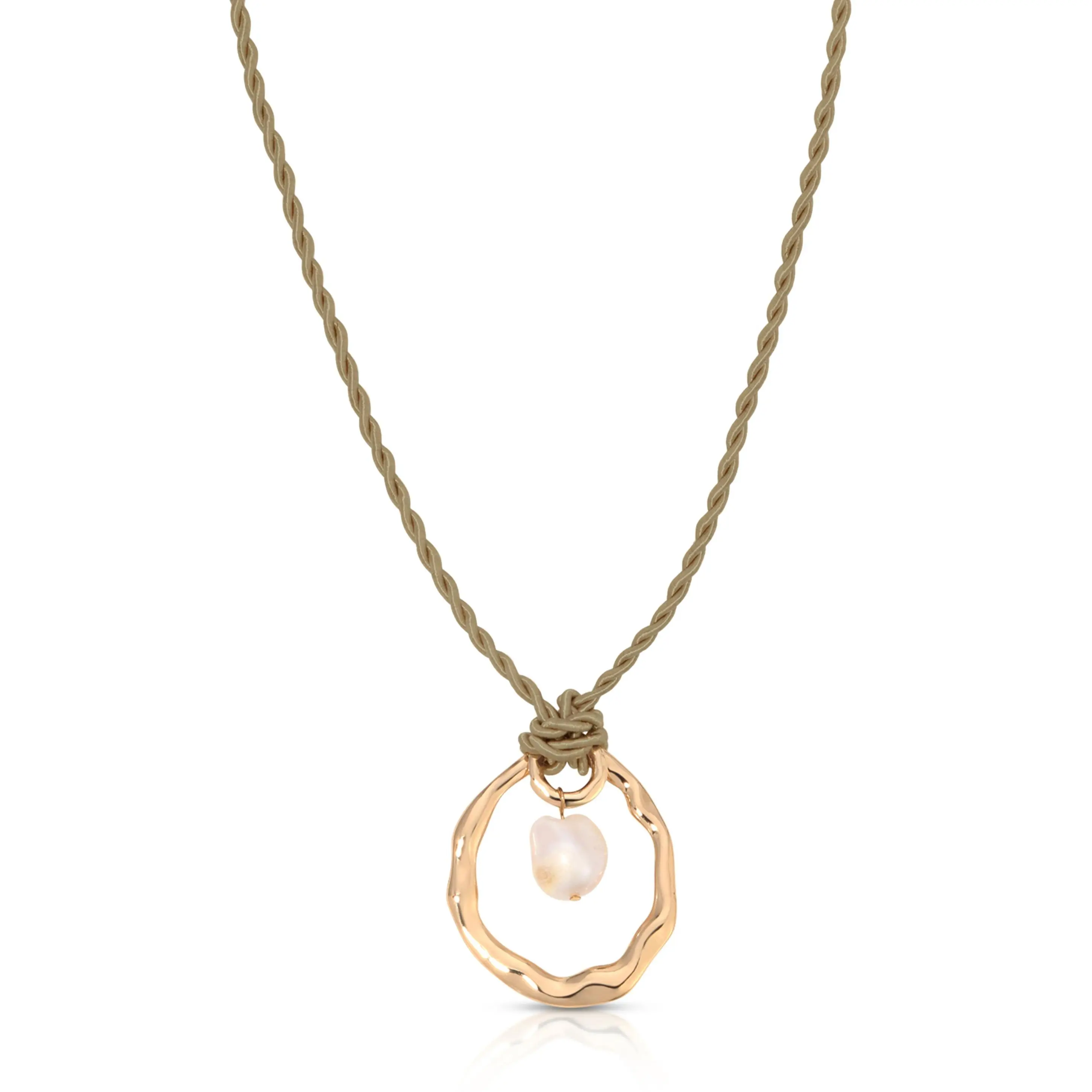 Nautical Pearl Necklace – 18K Gold Plated Freshwater Pearl Rope Necklace, Adjustable Long Pendant Jewelry for Women