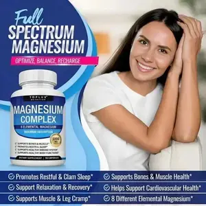 Toplux Nutrition Magnesium Complex 1000mg | 8 Forms of Elemental Magnesium for Bone, Muscle, and Immune Support