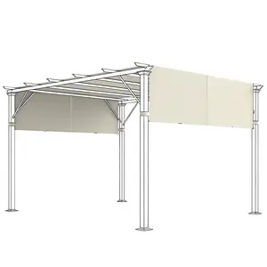 Cream white two piece pergola replacement canopy uv shielding polyester shade cover suitable for ten by ten foot outdoor frame backyard garden leisure sun shelter daily outdoor use