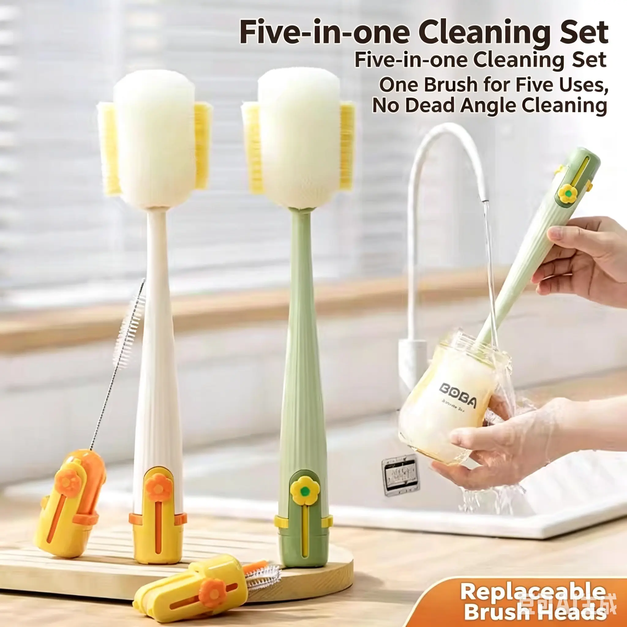 Baby Bottle Cleaning Brush, Long Handle Multifunctional Sponge Cup Brush, Special Cleaner for Insulated Water Cups, Baby Essential Cleaning Tool