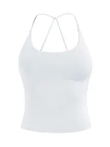 Women's Seamless Halter Yoga Tank Top, Detachable Pads, Breathable Running Gym Outerwear, Sexy Quick Dry Sports Bra