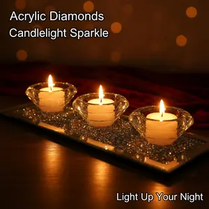1pc Crystal Glass Candle Holder, Light Luxury Minimalist with a High-end Romantic Atmosphere, Can Hold Three Candles, Suitable for Living Room, Dining Table, Windowsill, Display Cabinet, or Desk, a Creative Gift for Holidays and Parties