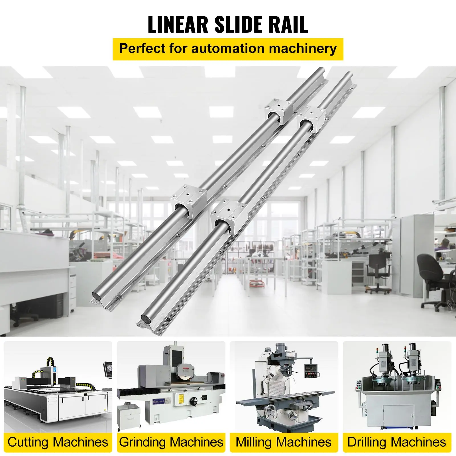 【Summerfinds】VEVOR Linear Rail 2 Set SBR20-800mm2 PCS Linear Rail Guide and 4 PCS SBR20UU Bearing Block Linear Slide Guidefor Automated Machines and Equipments