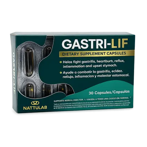 GASTRI-LIF 30 Capsules Dietary Supplement Herbal Blend, Natural Ingredients, Cuachalalate, cancerina, Chamomile, Lemongrass Supports Normal Digestion.Healthcare Fitness