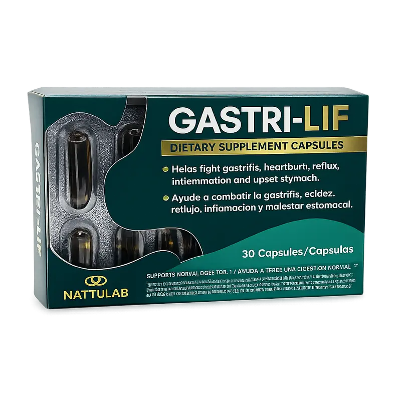 GASTRI-LIF 30 Capsules Dietary Supplement Herbal Blend, Natural Ingredients, Cuachalalate, cancerina, Chamomile, Lemongrass Supports Normal Digestion.Healthcare Fitness