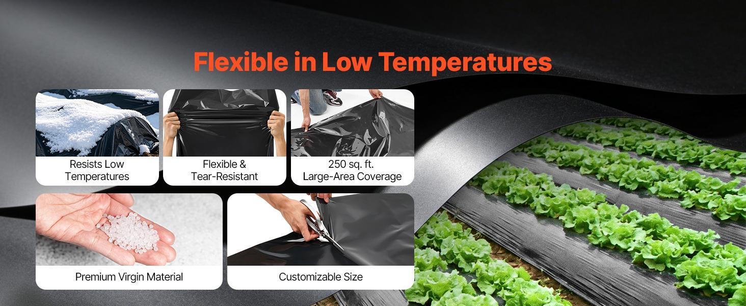 【SummerFinds】VEVOR 6 Mil Black Heavy-Duty Polyethylene Roll, 10' x 25' Thick Plastic Sheeting for Garden Weed Blocker, Painters' Drop Cloth, Crawl Space Vapor Barrier