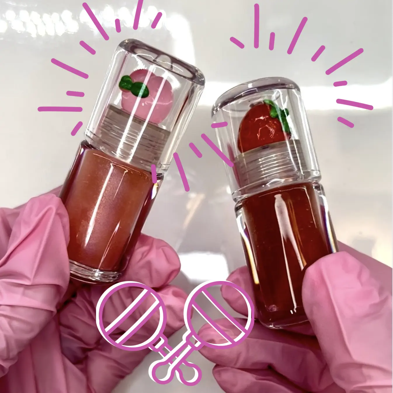 RATTLE Lipgloss / Asmr fidget lipgloss / Noise making lipgloss / Vegan and cruelty free non sticky smooth hydrating glitter lipgloss / peach / strawberry