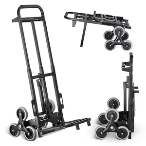 【Father's Day】VEVOR Stair Climbing Cart,  460 lbs Capacity Stair Climber Hand Truck and Dolly, Heavy-Duty Folding Trolley Cart with Dual Handle, 6 Wheels & 2 Elastic Ropes for Home Office Shopping Moving Warehouse