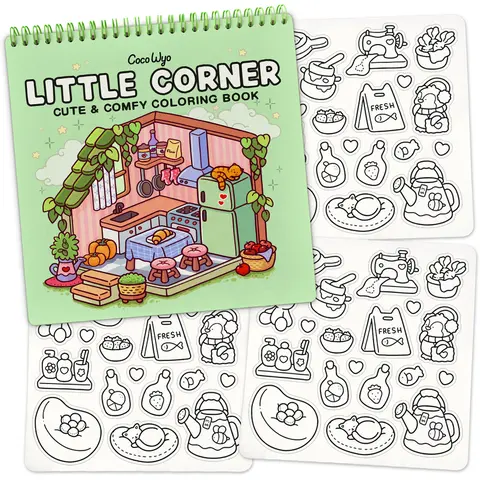 Coco Wyo Little Corner Coloring Book (Spiral Bound) & Sticker Set