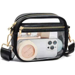 Clear Bag Stadium Approved, Leather Clear Crossbody Purse Bag for Concerts  Events Festivals