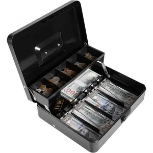 Locking  Box with Key Lock and  Tray,  Box, Lock Safe Box,   Lock Safe Box for  Register 11.8"x9.45"x3.54" (Black Combination)