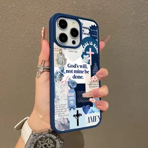 Trendy Magnetic Case for iPhone11/12/13/14/15/16/17/promax Blue Faith Collage MagSafe Ready, Ultra Thin & Shockproof | Cute Pick for Girls