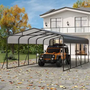 Garvee Metal Carport, Carport with Reinforced Base and Galvanized Steel Roof, Heavy Duty Garage Car Shelter Shade, Outdoor Car Port Canopy for SUV, Truck, Boats, 13x26 FT