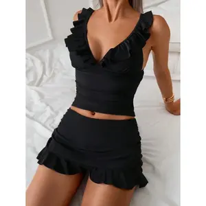 Swim Women Summer Sexy Spaghetti Strap Bikini Set