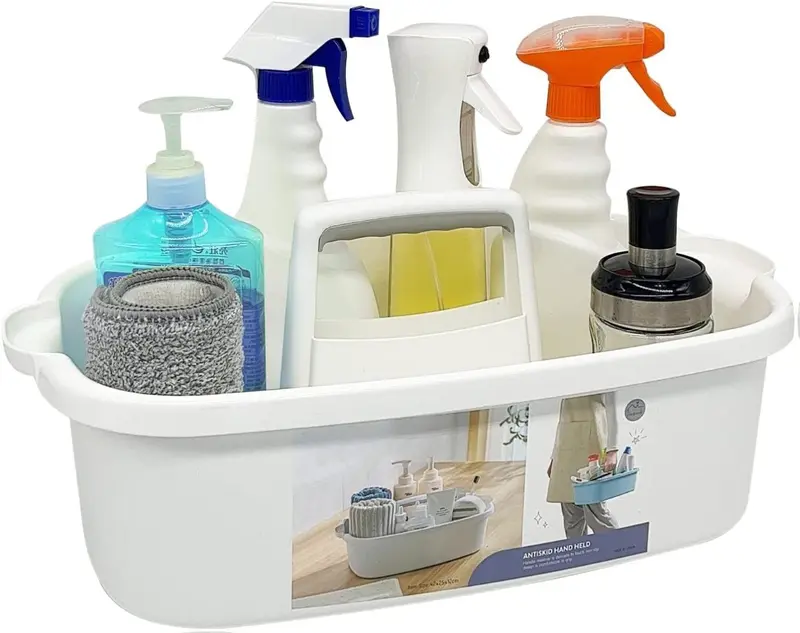 Multi-Purpose Plastic Cleaning Caddy with Handle, Shower Caddy Organizer/Storage Basket/Totes Portable for Bathroom Supplies, Cleaning Products, Under Sink Tool, Housekeepers (White) Fruit Household Kitchen Lightweight