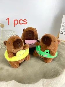12cm Plush Capybara Charm with Frog/Chick/Pig Float, Plush Keychain for Beach Bag and Keys, Cute Keychain Accessories, Trendy Cute Keychain