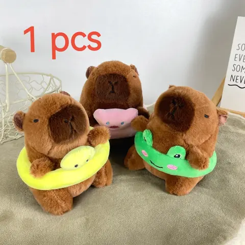 12cm Plush Capybara Charm with Frog/Chick/Pig Float, Plush Keychain for Beach Bag and Keys, Cute Keychain Accessories, Trendy Cute Keychain, Cute Soft Keychains