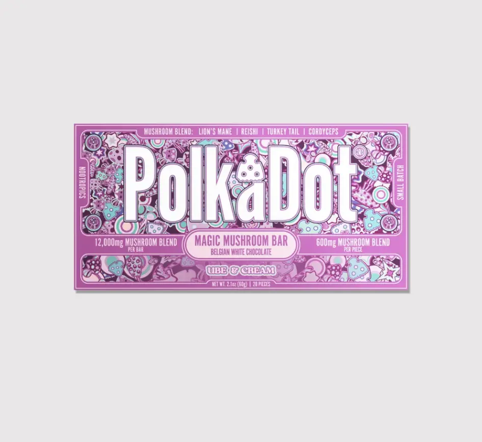 Polkadot Belgian Chocolate, Ube & Cream, 20 Count, Premium Plant-Based Chocolate, 100% Organic, High-Quality Ingredients, Made in USA, All Natural, Healthy Chocolate, Plant-based Snack, 20 Piece Chocolate Bar