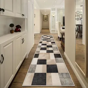 Checkerboard Pattern Kitchen Runner Rug, 1 Count Non-slip Soft Floor Mat, Decorative Carpet for Home Kitchen Living Room Laundry Room