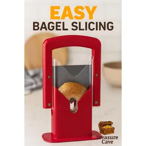 Hoan Bagel Guillotine Universal Slicer 9.25-Inch Red Safe and Easy Bread Cutter