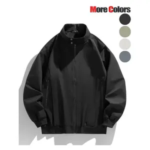 Men's Solid Color Waterproof Windproof Jacket, Loose Casual Long Sleeve Zip Up Outerwear for Daily Wear, Fashion Men's Clothes for All Seasons