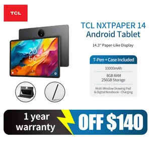 TCL NXTPAPER 14 Android Tablet, 14.3" Paper-Like Display Drawing Pad, Digital Notebook & Musician Tablet with 4096-Level Stylus & Flip Case, 8+8GB RAM, 256GB Storage, 10000mAh, Multi-Window, Gray