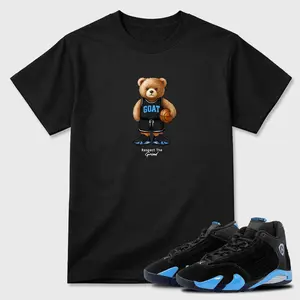 Unisex T-shirt To Match Sneakers Jordan 14 Black & University Blue - GOAT Mode. 100% Cotton for Casual Wear. Comfortable Summer Unisex T-Shirt to match Jordan Sneaker. Streetwear Style. urban outfitters