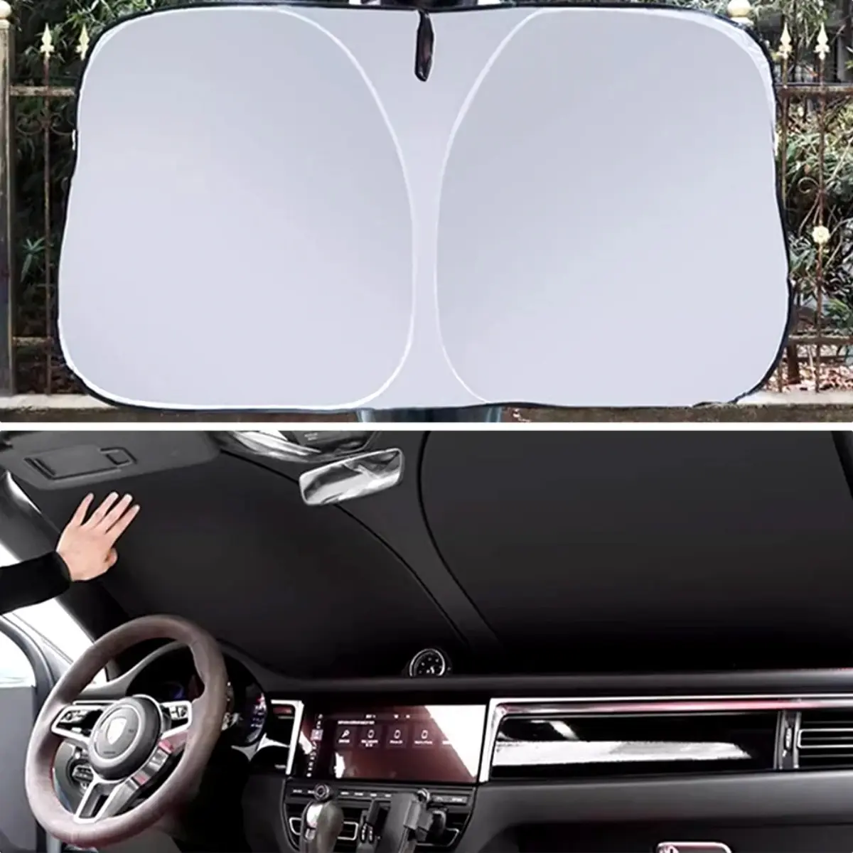 Car Windshield Sun Shade Foldable Sun Visor Reflective UV Block Heat Insulation Protector for Summer Parking Universal Fit Easy Storage