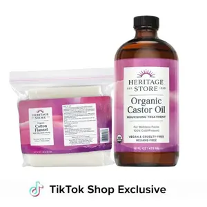 TikTok Viral Detoxifying Wellness Duo - Flannel Applicator + Organic Castor Oil (16oz)