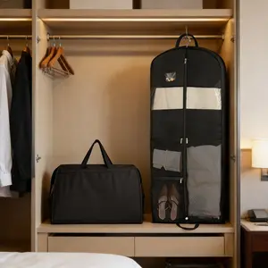 2/4pcs Foldable Hanging Suit Bag – Heavy-Duty Clothes Cover with Storage Pockets