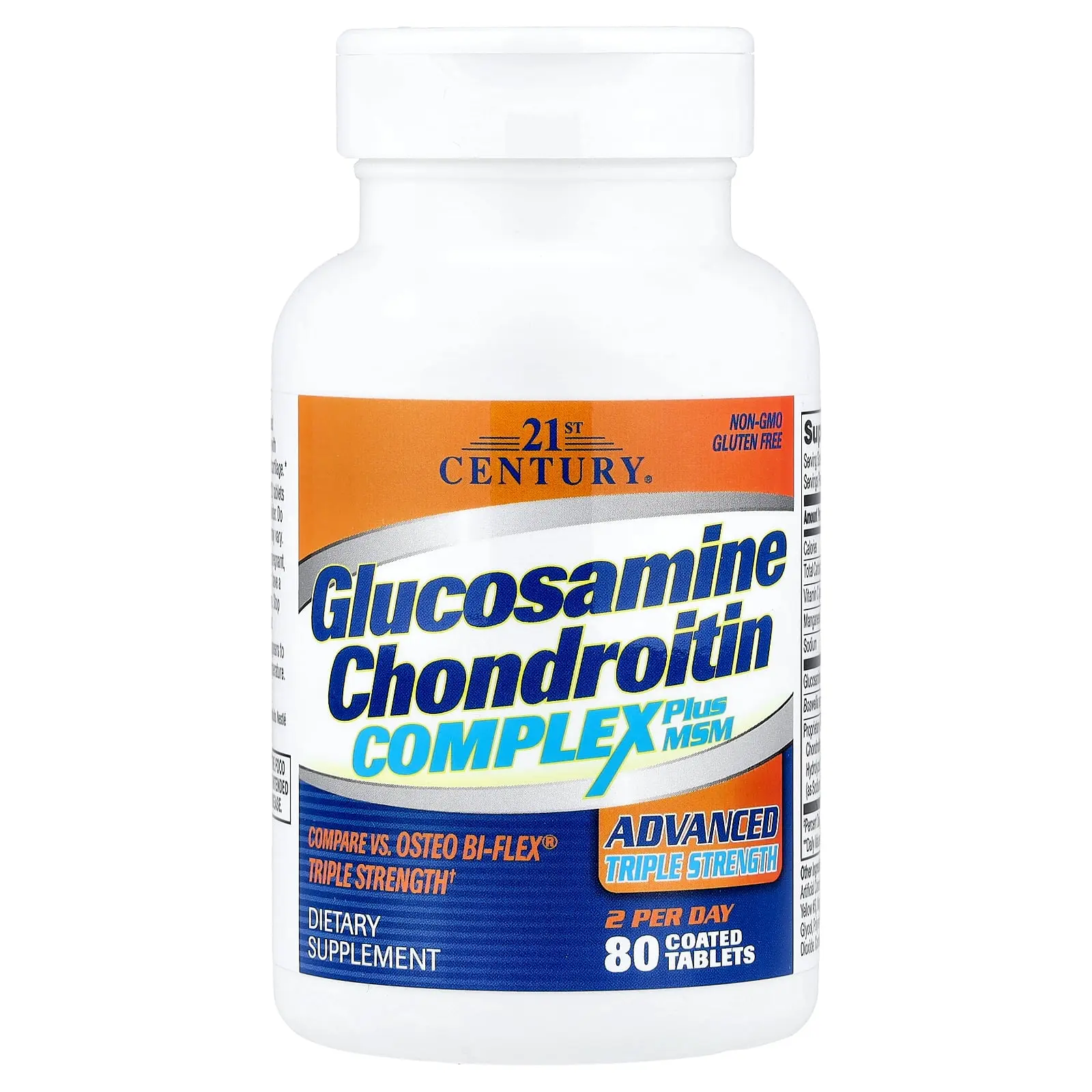 21st Century Glucosamine Chondroitin Complex plus MSM, 80 Coated Tablets | HSA/FSA Eligible