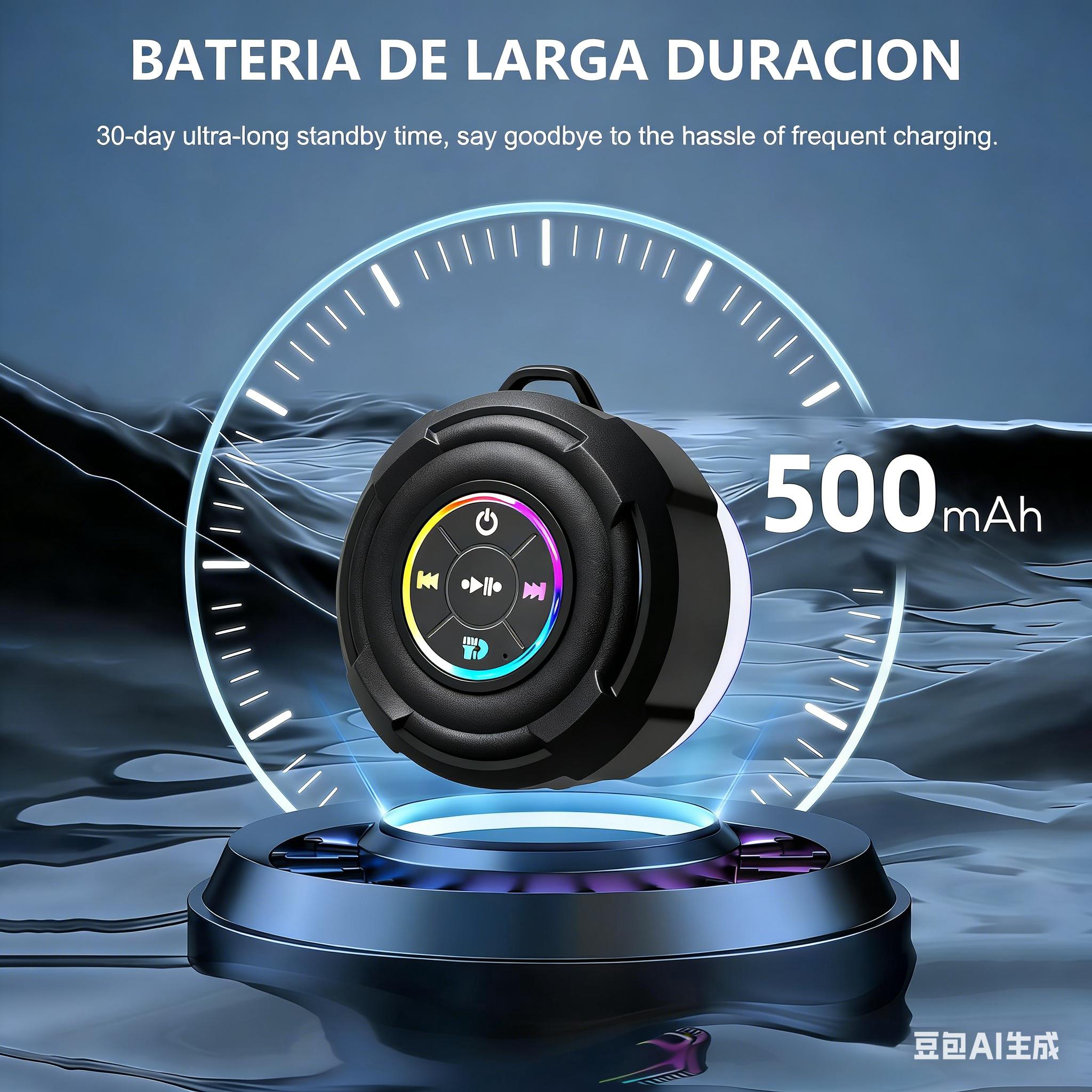 Portable bathroom speaker, 24-hour long battery life, bathroom audio system, dynamic RGB lighting, Bluetooth speaker, suitable for bathroom activities with children, travel, family entertainment, and gaming. High dynamic range。