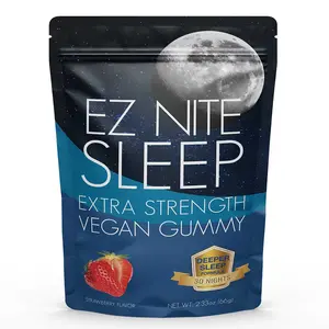 EZ Nite Sleep Extra Strength Vegan Gummies | 1-Month Supply | Melatonin, L-Theanine, Magnesium for All-Night Sleep Support Healthcare Dietary Skincare