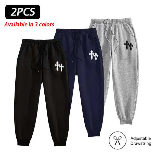 Men’s Graphic Jogger Sweatpants, Available in 1, 2 or 3 Pack, Regular Fit Casual Streetwear Pants with Elastic Waist, Drawstring, Side Pockets and Cuffed Ankles for Daily Wear, Lounge, Workout and Outdoor, TikTok Shop Deals