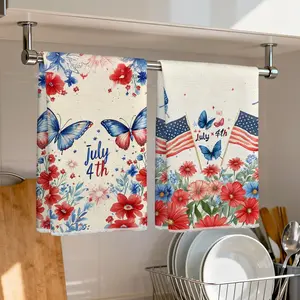 2pcs Floral Celebration Microfiber Kitchen Towels, 40x60cm, Single-Sided Print, Dishwashing, Hand Drying, Cleaning, Party Decor, Holiday Gift, Flower