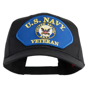 U.S. Navy Veteran Blue Patched Solid Cotton Twill Pro Style Cap