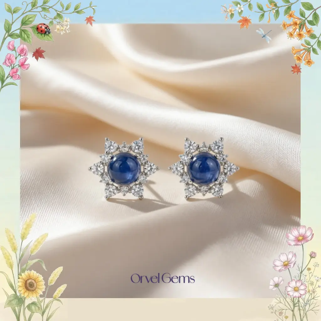 Natural Kyanite & Aquamarine Starburst Earrings | Sparkling Celestial Design for Everyday & Special Occasions