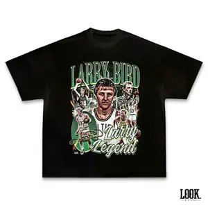 Larry Bird Larry Legend Graphic Tee, Y2K Rap Streetwear T-Shirt, Unisex Crew Neck Tee, Vintage Hip-Hop Graphic, Sports Style, Casual Cotton Fit