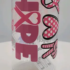Multi Design Breast Cancer Support  Reusable Plastic Cups, 16oz/ Plastic Cups With Lid And Straw, Drinking Cups, Ice Coffee Cup, Plastic Cups With Clear Lids, Cute Cups,  Reusable Straws  Drinkware Washable  Beverage  Portable Water Bottles Tumbler tumblr