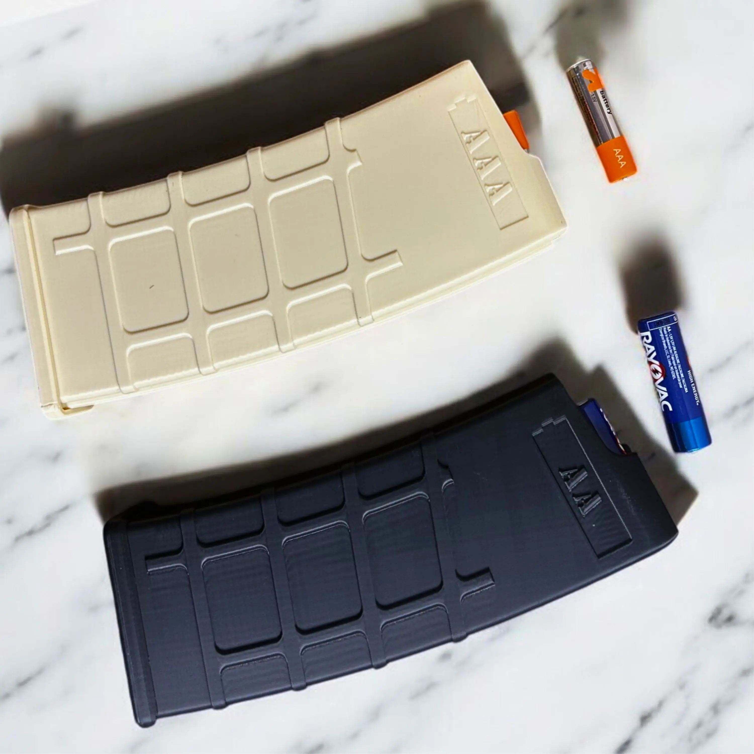 3D Printed Battery Holder Organizer with Built-in Spring Dispenser, Lightweight Tech Organizer, Multi-Functional Office Accessories Storage Box for Travel & Everyday Use (Computers & Office Supplies)