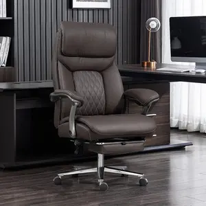 【Black Friday】Big and Tall Office Chair 600 lbs Extra Wide Leather Luxury Executive Chair with Retractable Footrest, Heavy-Duty Ergonomic Chair, High Back Computer Chairs with Adjustable Height