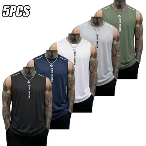 5PCS Men’s Fitness Tank Tops, Casual Soft Sleeveless Muscle T-Shirt, Gym T-Shirt, Sports Tank Top, Solid Color Design, Summer Vibe, SummerWins, Father’s Day Gift, Versatile Men’s Tank Top, Men’s Gift Tank Top, Men’s Running Tank Top, Men’s Everyday Tank T