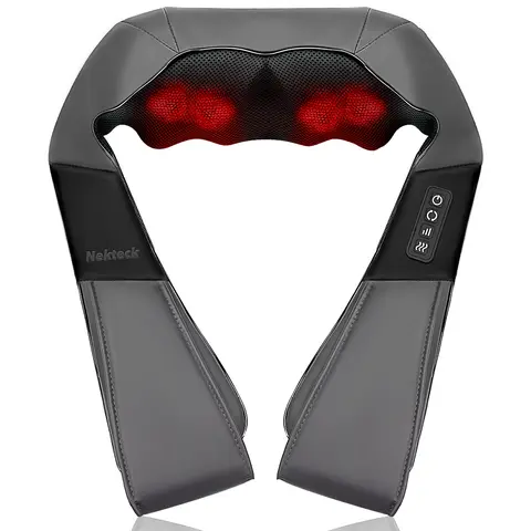 Medcursor Gray Shiatsu Neck & Shoulder Massager with Heat - 3D Kneading Portable Pillow, Hands-Free Ergonomic No Pattern Selfcare Gift for Adults' Burnout Recovery, Deep Tissue Muscle Relaxer, Neck Shoulder Relaxer, Massagers for Body
