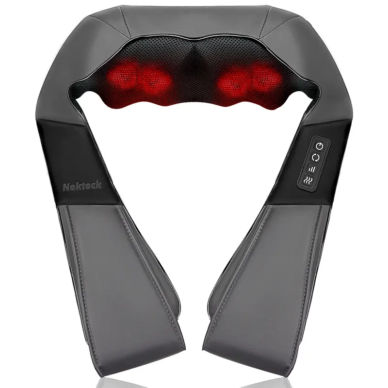 Medcursor Gray Shiatsu Neck & Shoulder Massager with Heat - 3D Kneading Portable Pillow, Hands-Free Ergonomic No Pattern Selfcare Gift for Adults' Burnout Recovery, Deep Tissue Muscle Relaxer, Neck Shoulder Relaxer, Massagers for Body