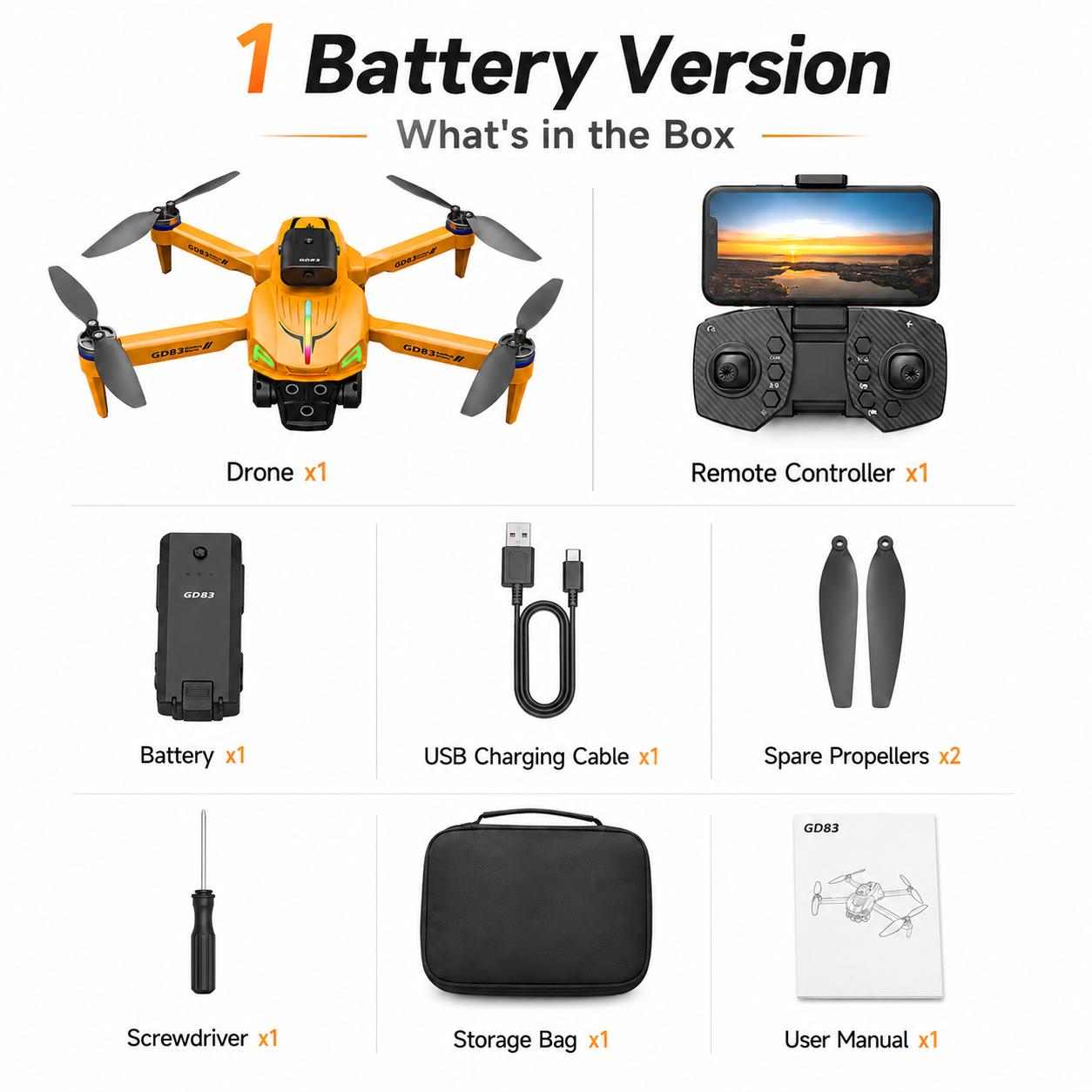 【Father's Day Gift】GD83 Beginner-Friendly Drone with Triple Cameras & Brushless Motor, 4-Way Obstacle Avoidance, Foldable FPV Drone with Optical Flow Positioning, Trajectory Flight & Gesture Control, Perfect Birthday & Children's Day Gift for Beginners